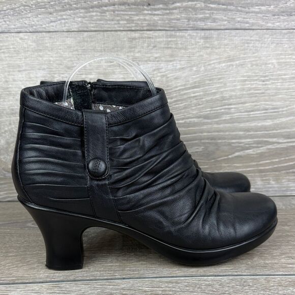 Dansko Buffy Women’s ask 8.5-9/EU 39 Black Leather Slouch Zip Ankle Boots - Picture 1 of 12